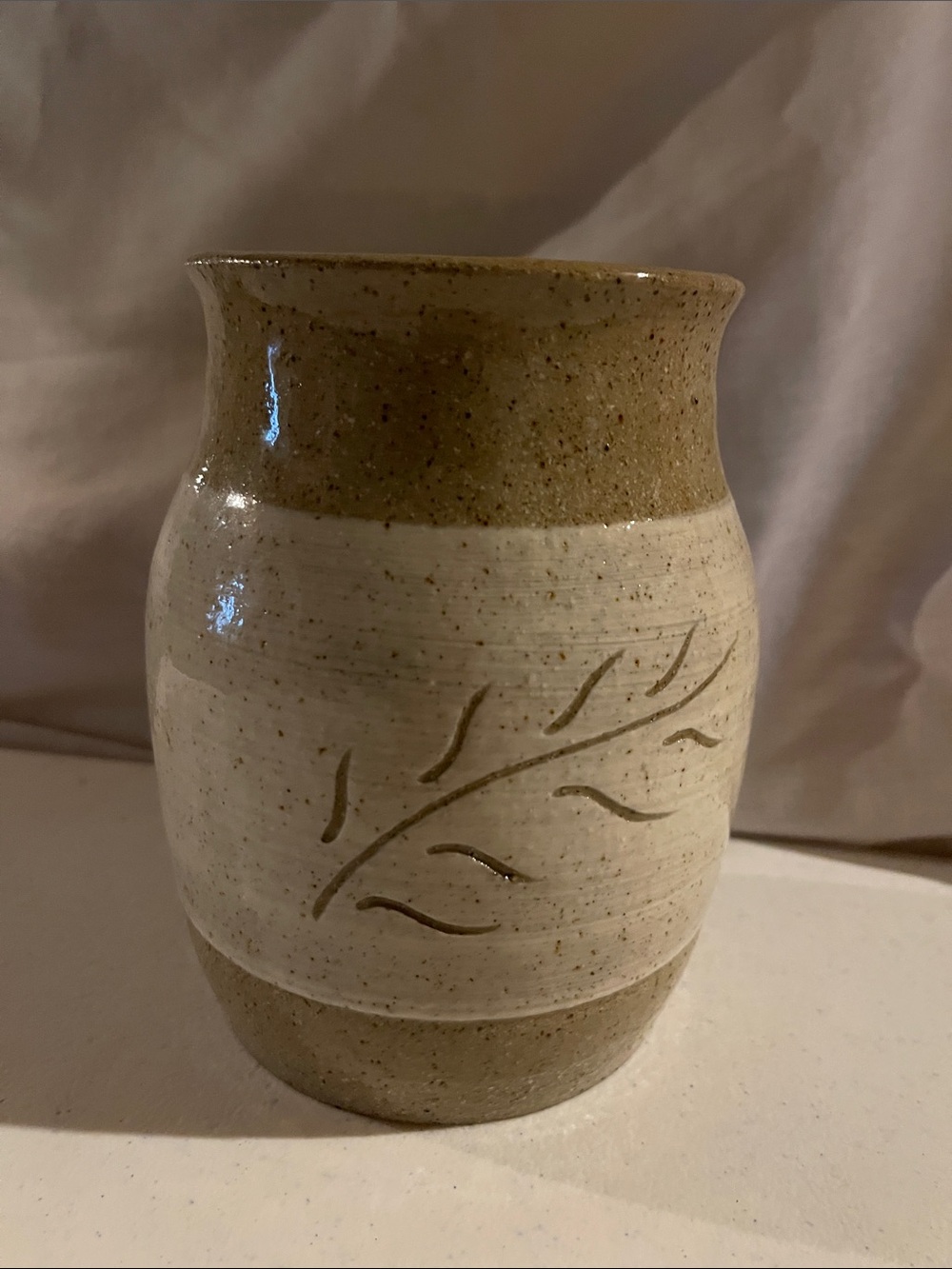 Handcrafted Ceramic Vase in Cream and Tan